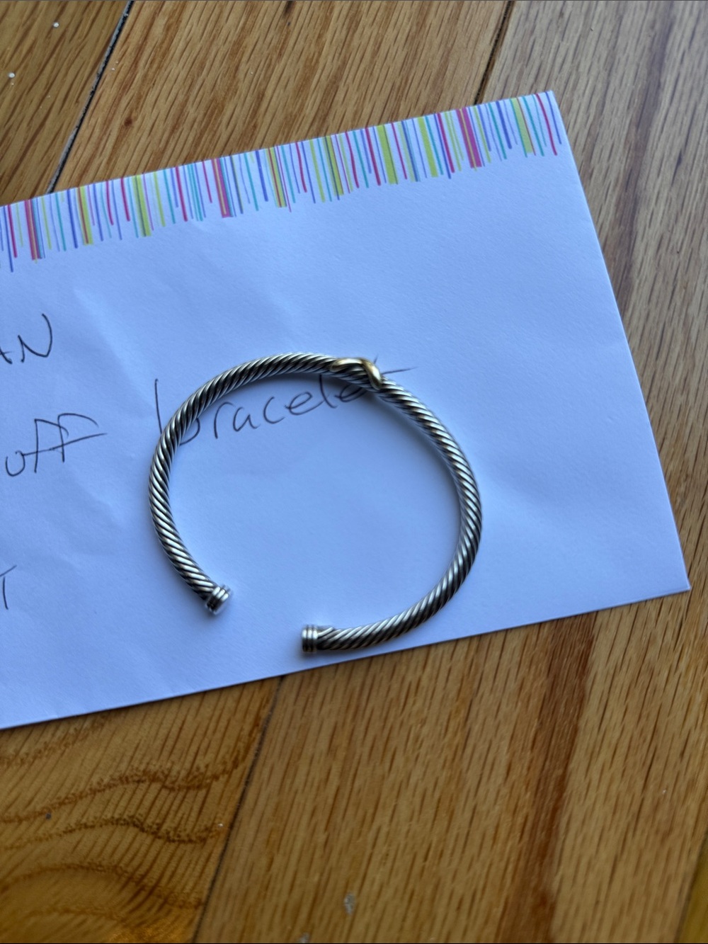 David Yurman - 4mm Twisted Cable Cuff Bracelet with Gold Accents - Picture 3 of 3